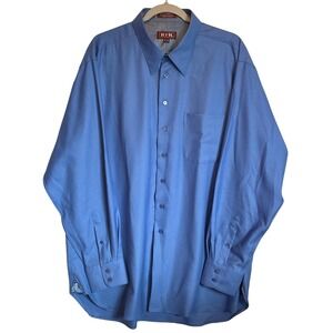 RTK pure new wool blue men's button.down dress shirt 17‎ 1/2 XL blue luxury